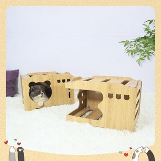 [FreeShip] Nhà Mèo Bằng Gỗ Lắp Ghép Cao Cấp Góc Nhỏ Cho Mèo - Nhà Mèo Chữ Nhật (45x30x30cm)  Mộc Sinh