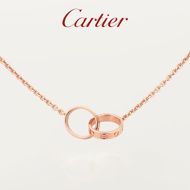 Cartier LOVE Series Vàng hồng bạch kim Vòng cổ đôi Quà tặng cặp đôi
