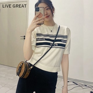 Áo Thun Tay Ngắn Kẻ Sọc Ngang Hở Vai Phong Cách Hàn Quốc Cho Nữ