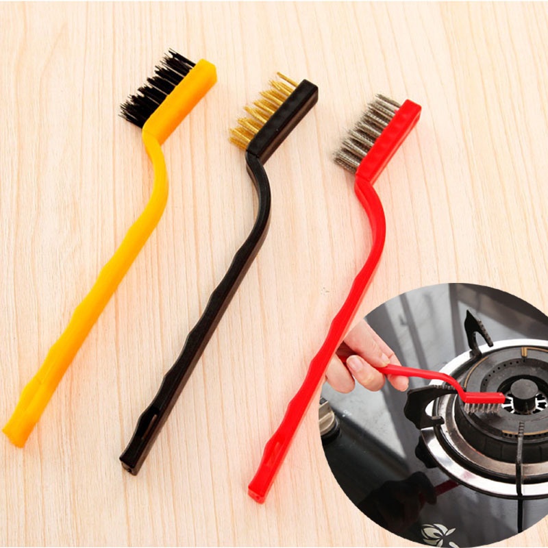 Set 3 bàn chải sợi thép vệ sinh bếp ga bếp từ hồng ngoại máy hút mùi bồn rửa chén làm sạch gỉ sét tiện lợi giá rẻ M84