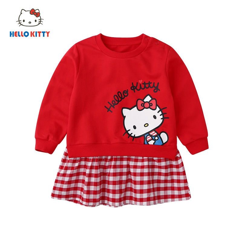 Đầm Hello Kitty Màu Đỏ Dễ Thương Cho Bé Gái