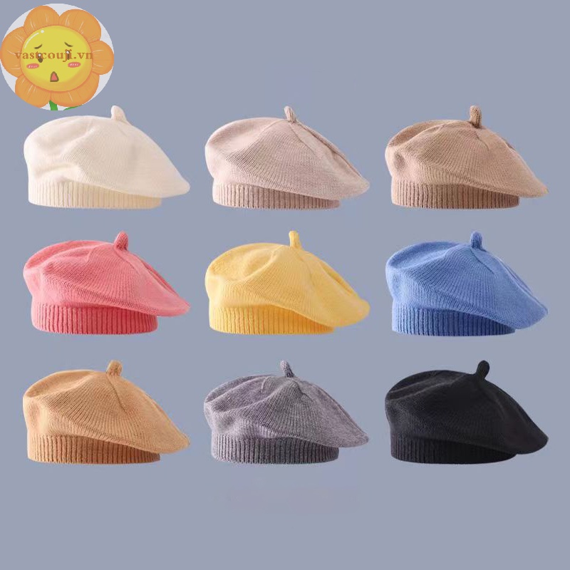 Mũ Nồi Dệt Kim Màu Trơn Giữ Ấm Thời Trang Thu Đông Cho Bé