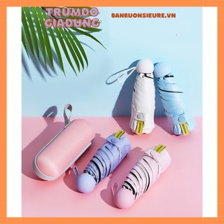 Ô Gấp Gọn Mini Dù Gấp Gọn Hình Viên Thuốc 2 Lớp Nhiều Màu Tiện Lợi Dù Che Mưa