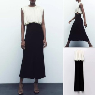 Zara24 Mùa Xuân Phong Cách Mới Mở Thiết Kế Khâu Quạt Sáo Đầm Cổ Tròn Không Tay Đi Lại Sang Trọng9878234