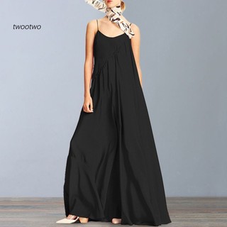 Đầm Maxi Dáng Chữ A Không Tay Cổ Tròn Hở Lưng Màu Trơn Thời Trang Mùa Hè Cho Nữ