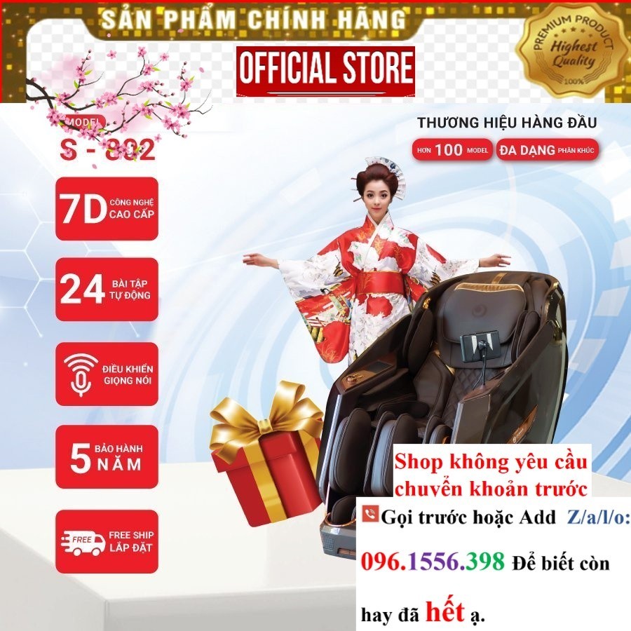 Ghế massage Okinawa Os- 802, công nghệ 7D, điều kiển bằng giọng nói tiếng Việt - |P&G