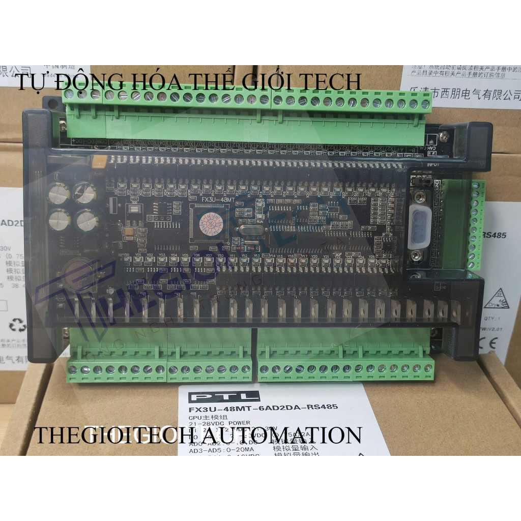 Board Mạch PLC Mitsubishi PTL FX3U-48MT-6AD-2DA 24 In 24 Out Tran RS232 RS485 MODBUS RTU GX Works2 A