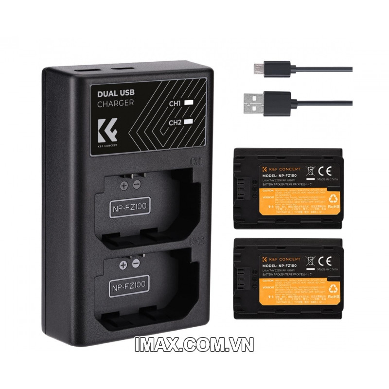 PIN SẠC K&F CONCEPT THAY THẾ CHO PIN MÁY ẢNH( NP-FZ100, NP-FW50, LP-E6, LP-E17, NP-W235, EN-EL14, EN