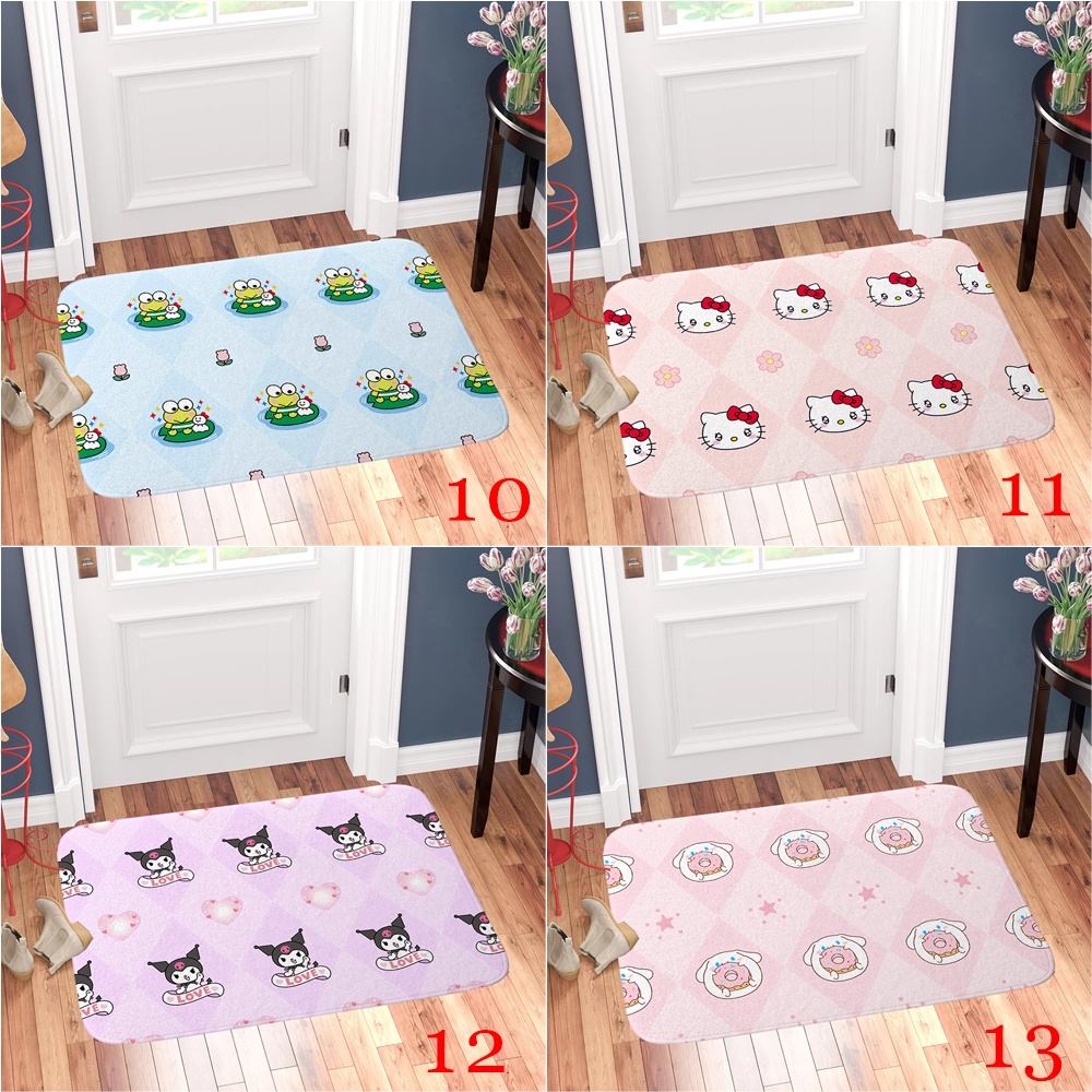 Sanrio Thảm lót cửa chùi chân Chống Trượt Hình hello kitty ,pochacco, kuromi, keroppi, cinnamoroll, Chống Trượt, Kích Thước 60 X 40Cm