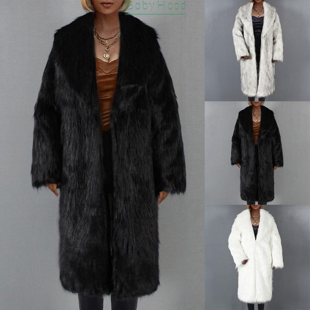 Winter New Women Long Suit Collar Overcoat Loose Fashion Elegant Faux Fur Coat#BBHOOD