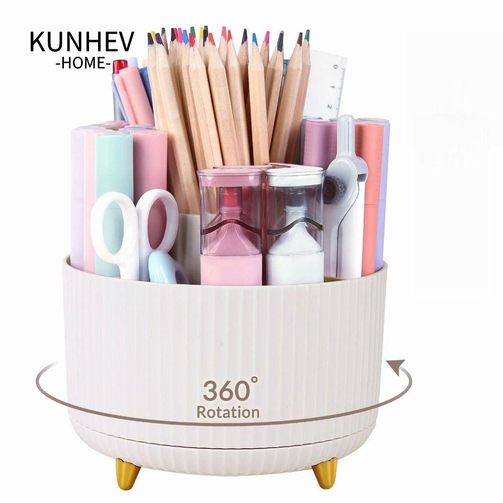 KUNHEV Giá Đỡ Bút Chì 5 Ngăn Bằng acrylic Xoay 360 Độ Để Bàn Tiện Dụng