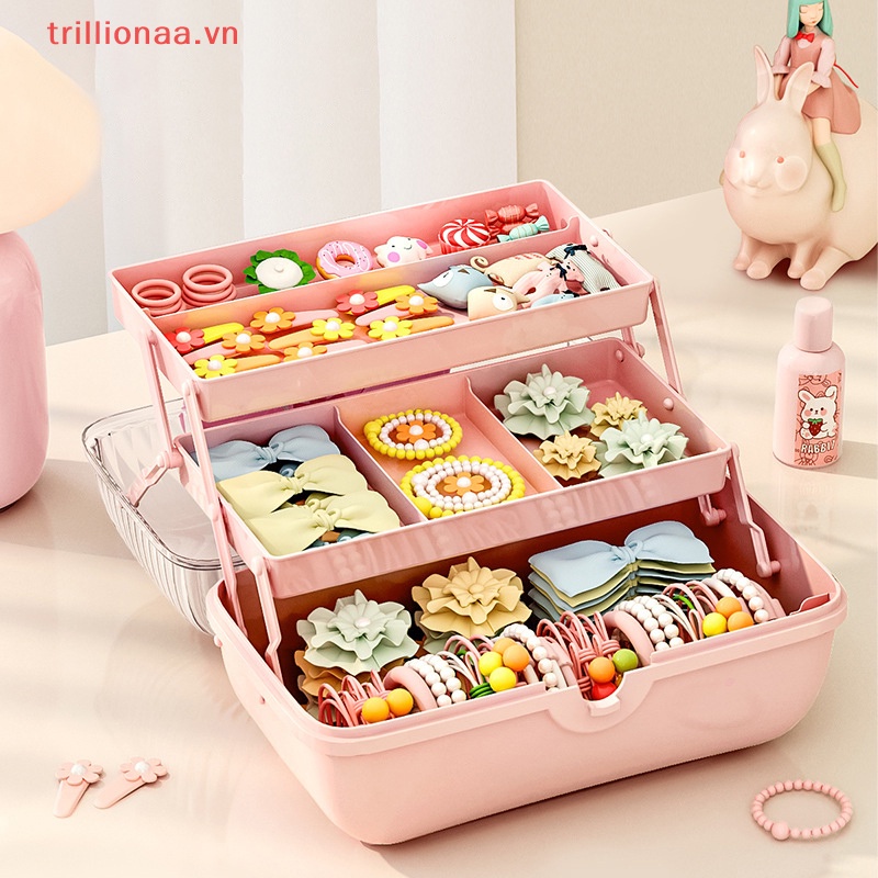 Triillionaa Hộp Nhiều Tầng Trưng Bày Kẹp Tóc / Trang Sức Dễ Thương Cho Bé Gái vn