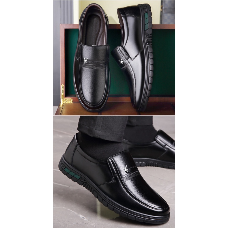 Giày Da Đế Mềm Chống Trượt Thời Trang Cho Nam Trung Niên