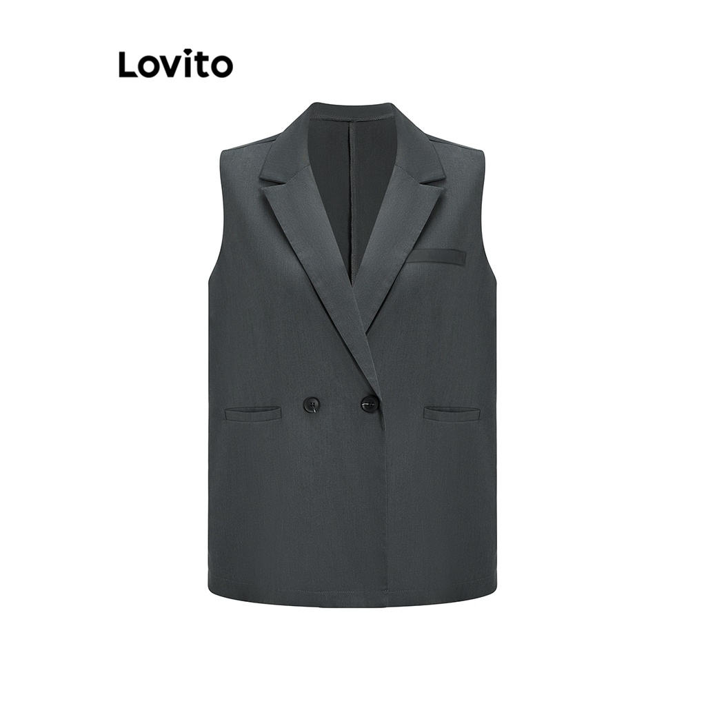 Áo blazer Lovito có túi nút thường ngày cho nữ L61AD001