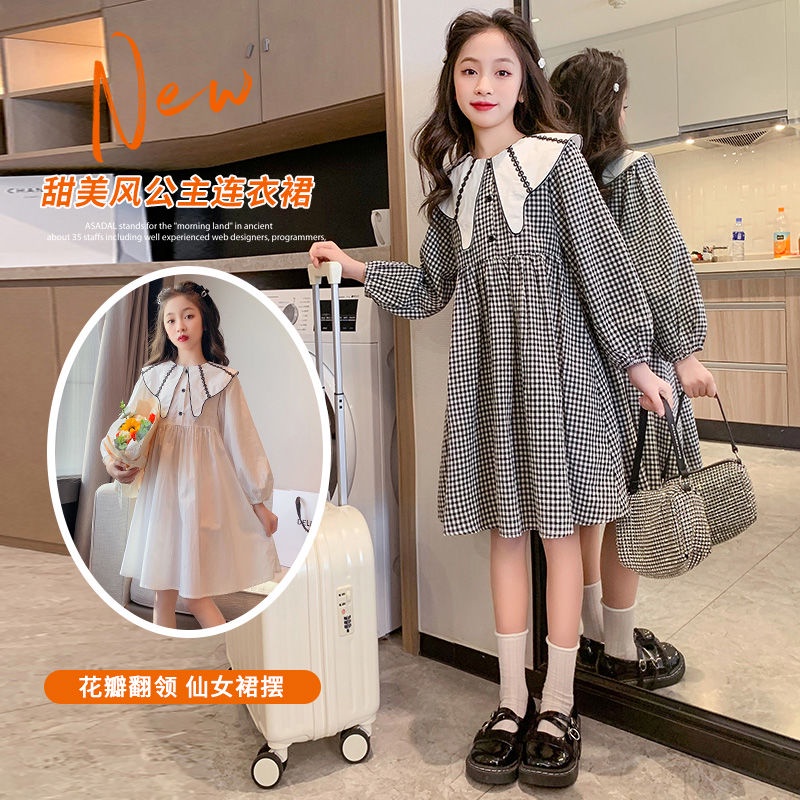 Đầm Bé Gái Tay Dài Phong Cách Thời Trang Mới 2023 5-6 - 7-8 - 9-10 - 11-12 - 13-14 Tuổi