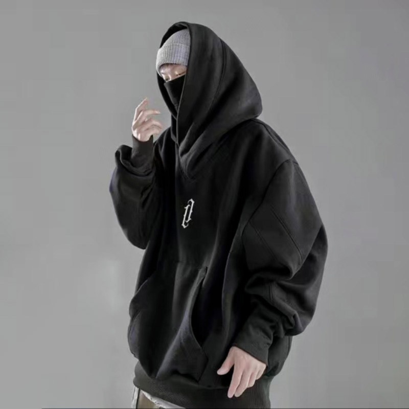 YIPINYOUYOU Áo Hoodie Cổ Cao Dáng Rộng Thêu Họa Tiết Phong Cách hip hop Thời Trang Thu Đông Cho Nam