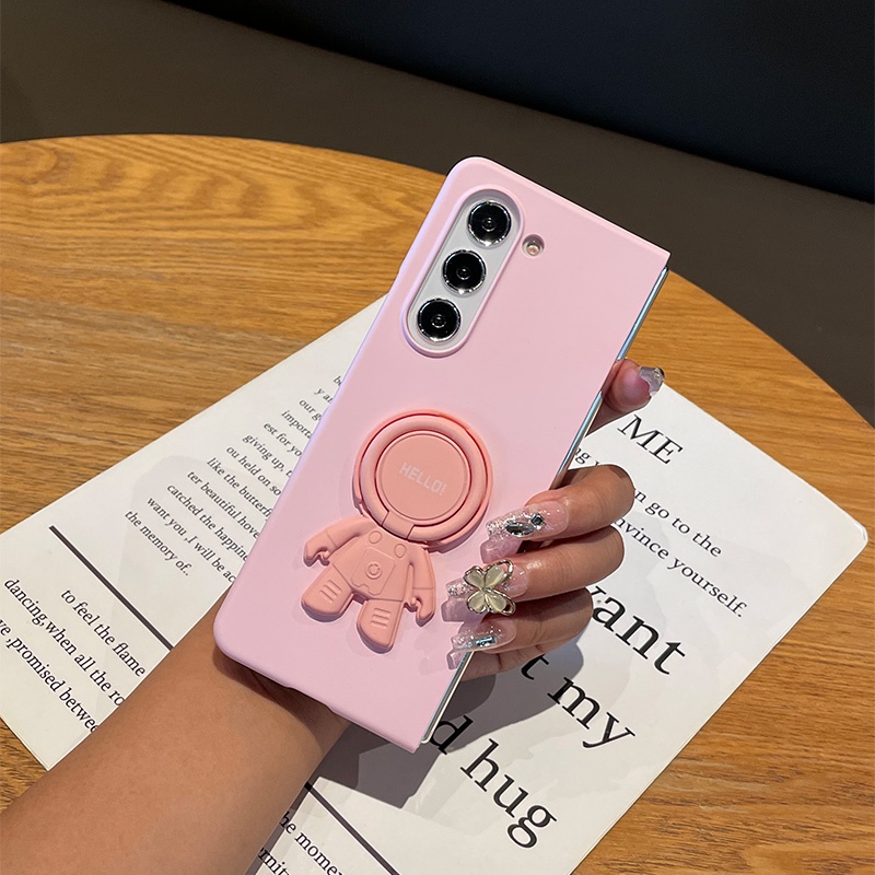 Ôp Điện Thoại Cứng Nhám Họa Tiết Phi Hành Gia Hoạt Hình Đáng Yêu Có Giá Đỡ Cho samsung galaxy z fold 5 4 3 2 5g Ốp