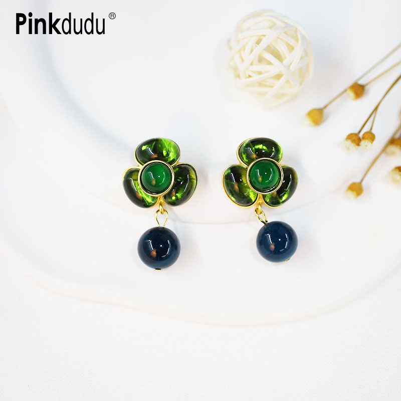 Pinkdudu Bông Tai Thả Cánh Hoa đá Mắt Mèo Xanh Ngọt Ngào Bông Tai Hoa Nhiều Màu Lãng Mạn Sang Trọng 2 Màu Cho Quà Tặng Trang Sức Nữ PD1553