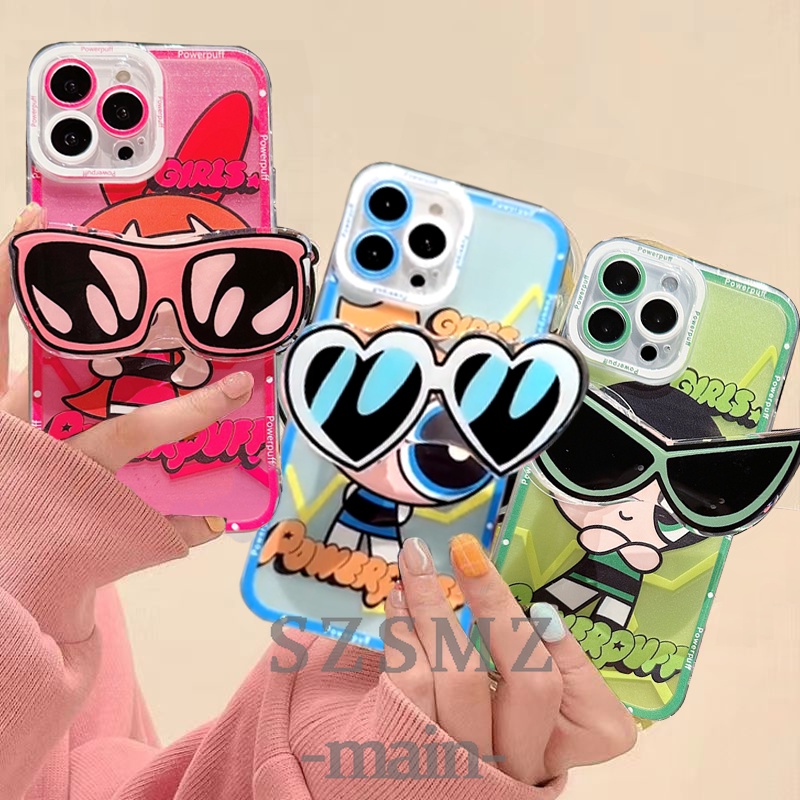 HL| Ốp lưng Đối với Samsung Galaxy S8 S9 S10 Plus Note 8 9 10 Plus S10 Lite Trong suốt mềm mại Vỏ điện thoại Powerpuff Girls có kính râm
