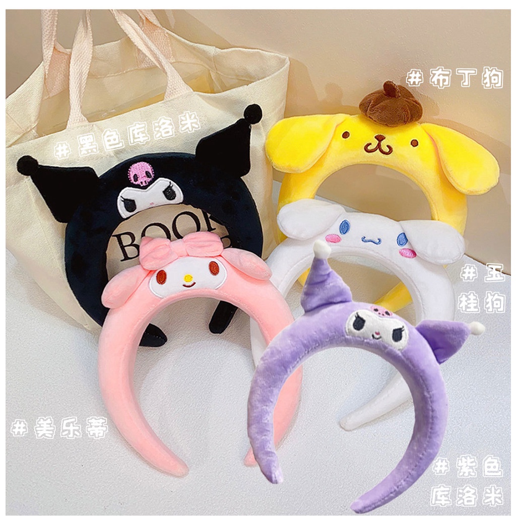 Sanrio Dây Cột Tóc Hình melody / Cún cinnamon Nhồi Bông Bản Rộng Dễ Thương Cho Bé Gái