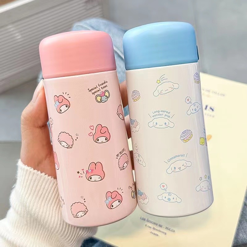 Sanrio Bình Nước Giữ Nhiệt mini Bằng Thép Không Gỉ Họa Tiết melody cinnamoroll Dễ Thương Trọng Lượng Nhẹ
