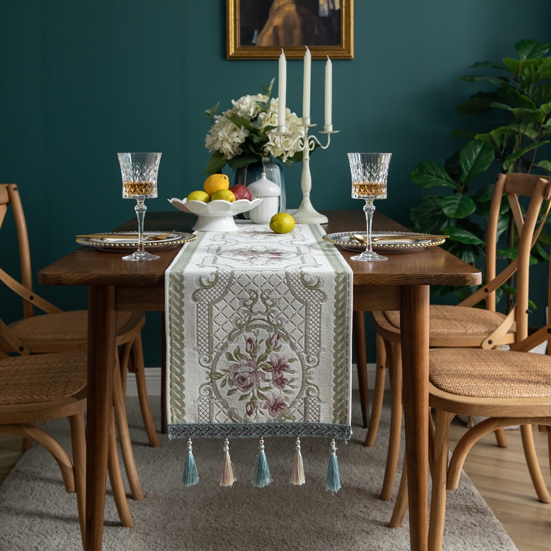 Khăn Trải Bàn Ăn Bằng polyester Phối Tua Rua Đơn Giản Hiện Đại Phong Cách Giáng Sinh