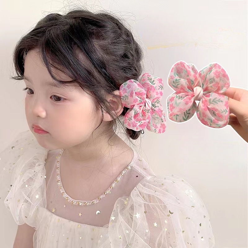 Kẹp Tóc Vải Voan Cỡ Lớn Đính Nơ Hoa Dễ Thương Cho Bé Gái