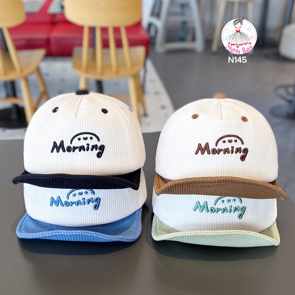 Nón lưỡi trai Morning hình thêu sắc nét từ 6-36 tháng