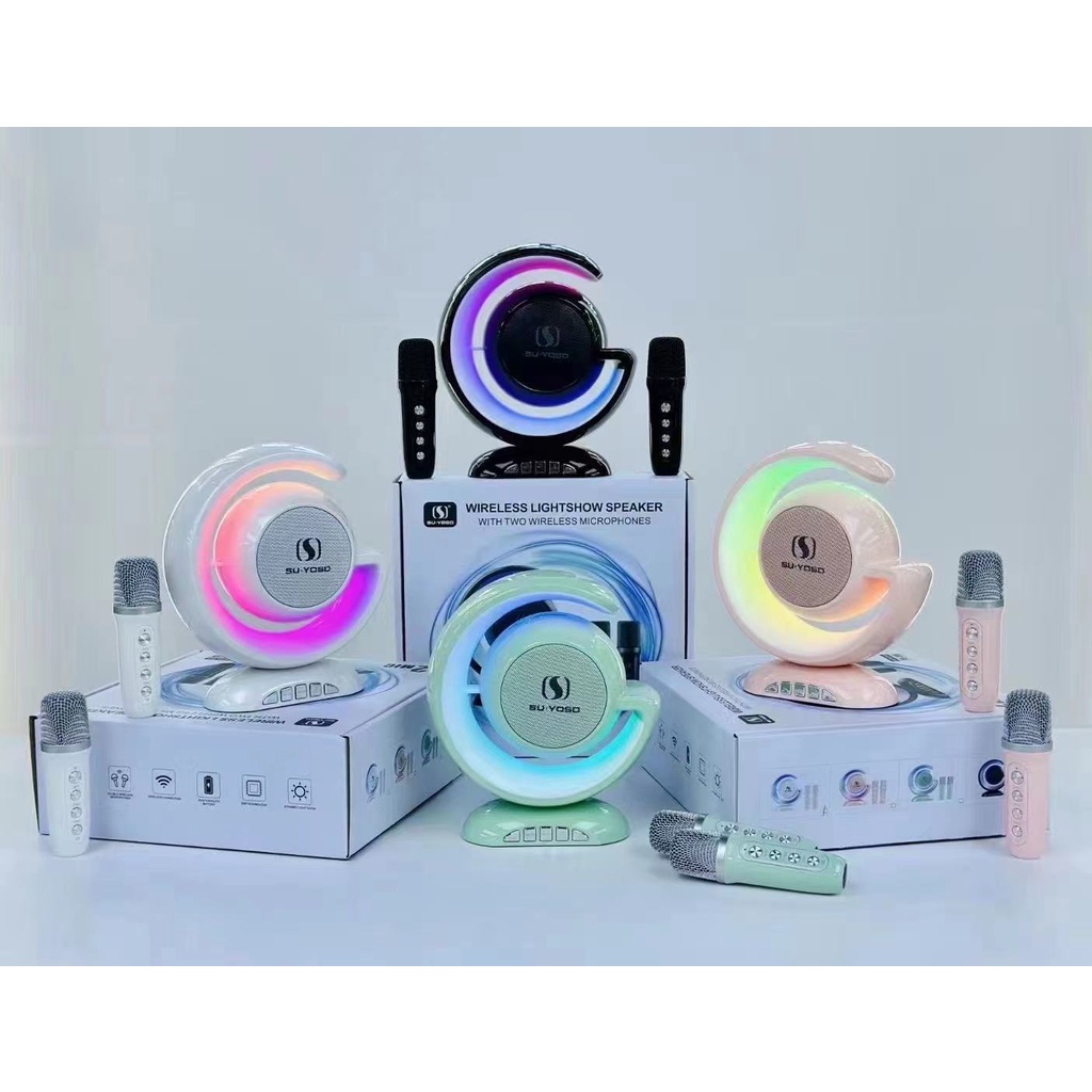 Loa Karaoke Bluetooth YS 110 Led RGB, 2 Mic Không Dây-METIC SHOP