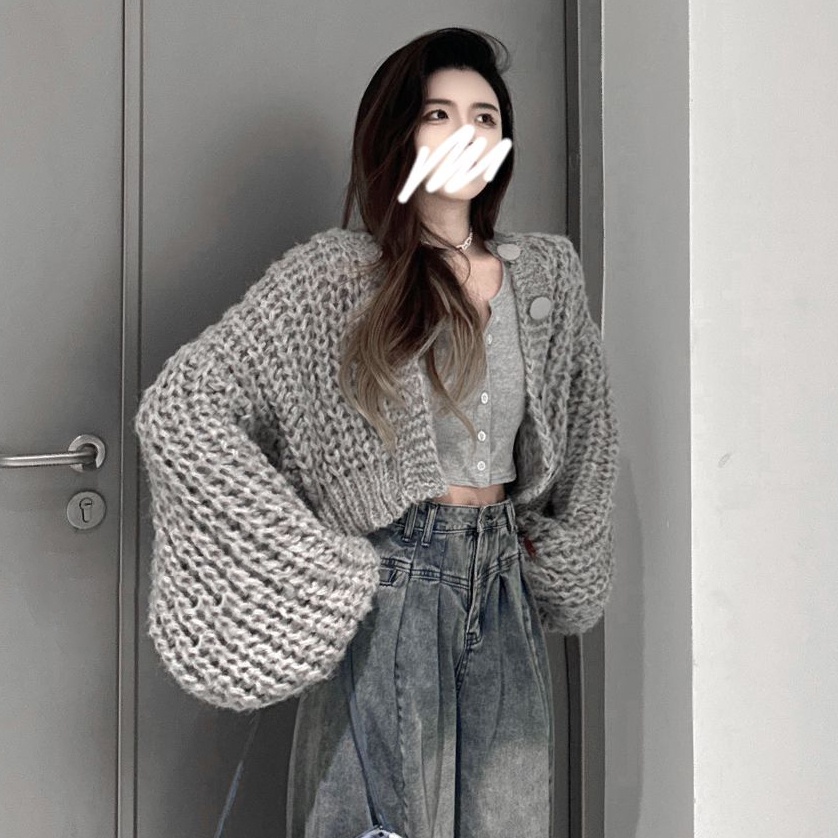 Áo Khoác cardigan Dệt Kim Dáng Rộng Phong Cách Hàn Quốc Thời Trang Thu Đông Hàng Mới áo len croptop áo sweater