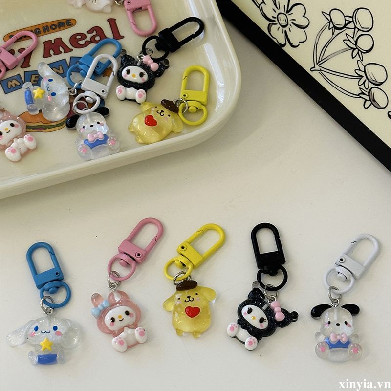 🌺🌺SANRIO Móc Khóa Nhựa Hình Cinnamoroll Kuromi Hoạt Hình Sanrio Dễ Thương