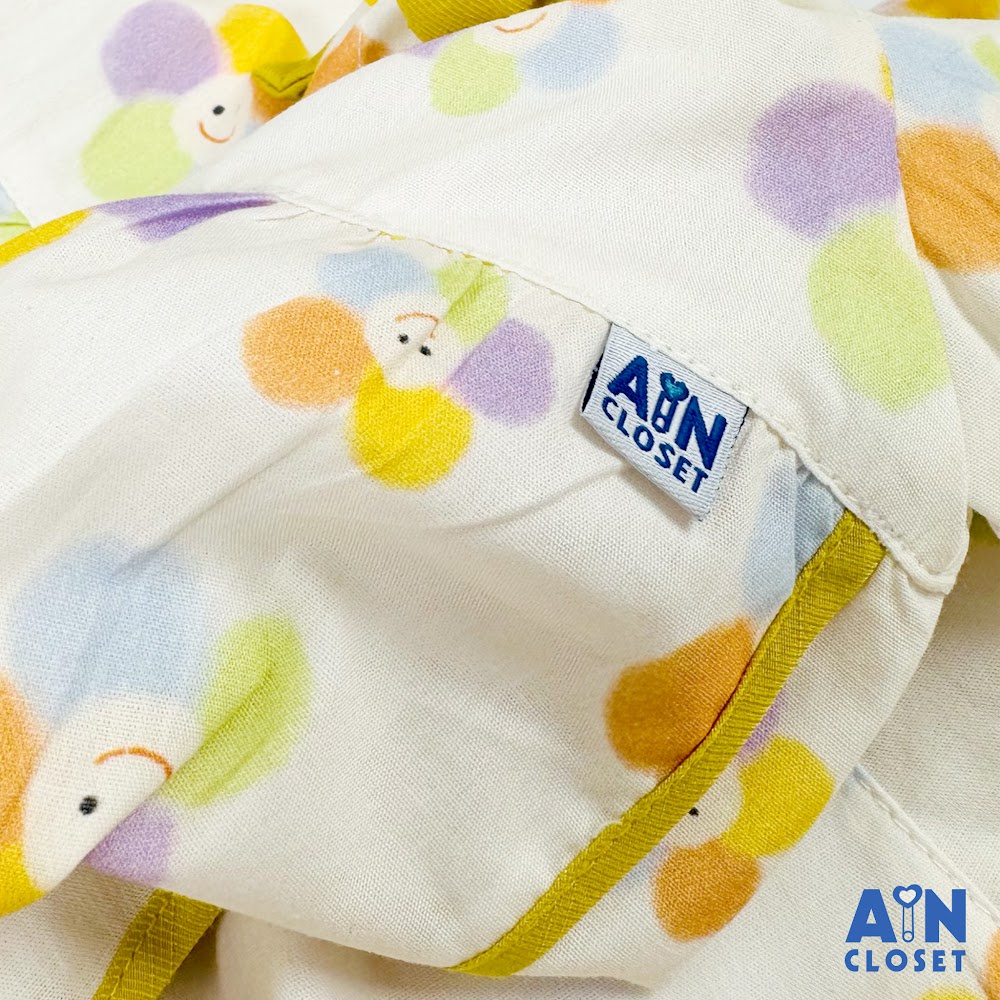 Bộ quần áo Ngắn bé gái họa tiết Hoa Bé Ngoan viền vàng cotton - AICDBGI0T8JL - AIN Closet