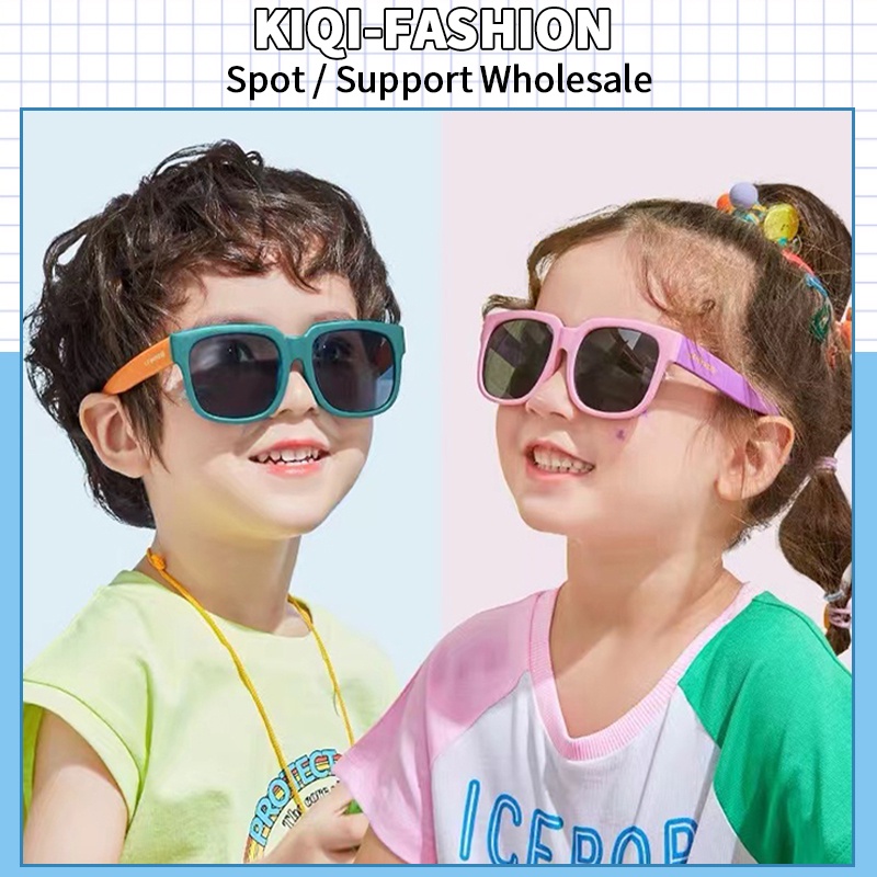 (KIQI-FASHION) COD Thời Trang Kính Mát Chống Tia uv Có Thể Gập Lại Bảo Vệ Cho Bé Trai Và Bé Gái