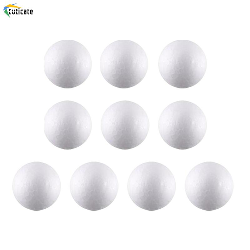 10 Bóng xốp tròn CUTICATE 7-10cm màu trắng trang trí nghệ thuật DIY