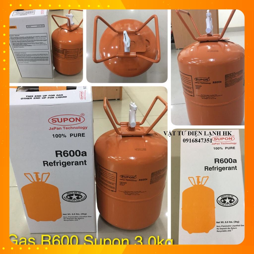 Gas lạnh tủ lạnh oto R600a 3 Kg - Môi chất lạnh nạp ga ô tô R600 hãng SUPON loại 600 3kg Xịn