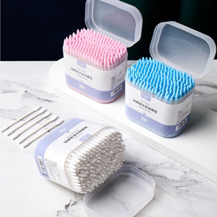 Hộp 200 Tăm Bông Hai Đầu Chất Lượng Cao