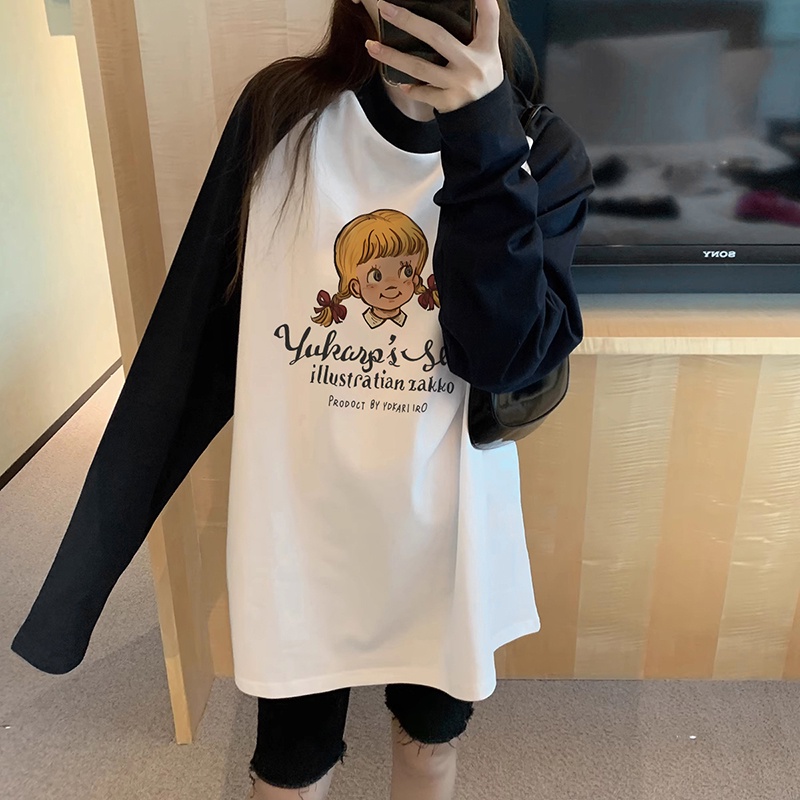 Áo Thun Tay Dài 100% cotton In Họa Tiết Thời Trang Hàn Quốc Cho Nữ