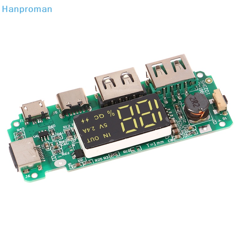 Hanproman Mô Đun Sạc usb Kép 5v 2.4a micro / type-c usb 18650 Có Đèn led diy Cho Điện Thoại