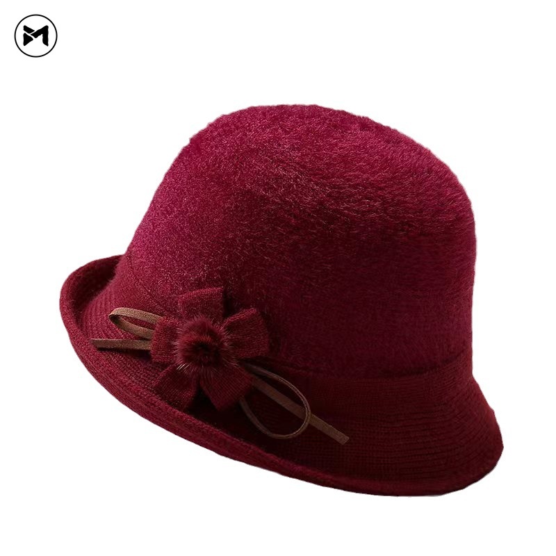 Nón Tai Bèo Phối Lông Nhung Mềm Mại Thời Trang Mới 2023 Cho Phụ Nữ Trung Niên