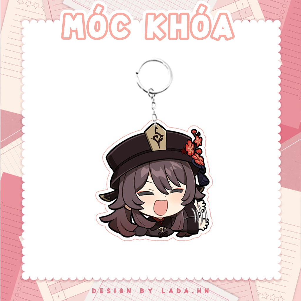 Móc khóa mô hình standee đứng để bàn Hutao Genshin Impact Lada anime đáng yêu chibi trang trí quà tặng