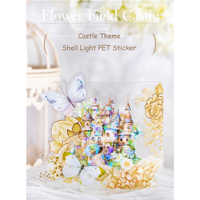 Jianwu Set 10 Tấm Nhãn Dán Hình Lâu Đài Cánh Đồng Hoa Cổ Điển Sáng Tạo diy Trang Trí Phong Cảnh Văn Phòng Phẩm