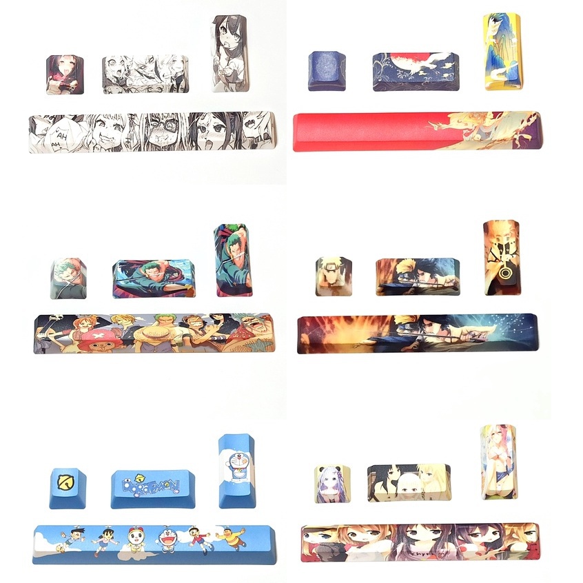 4 Cái pbt keycap one piece doraemon naruto