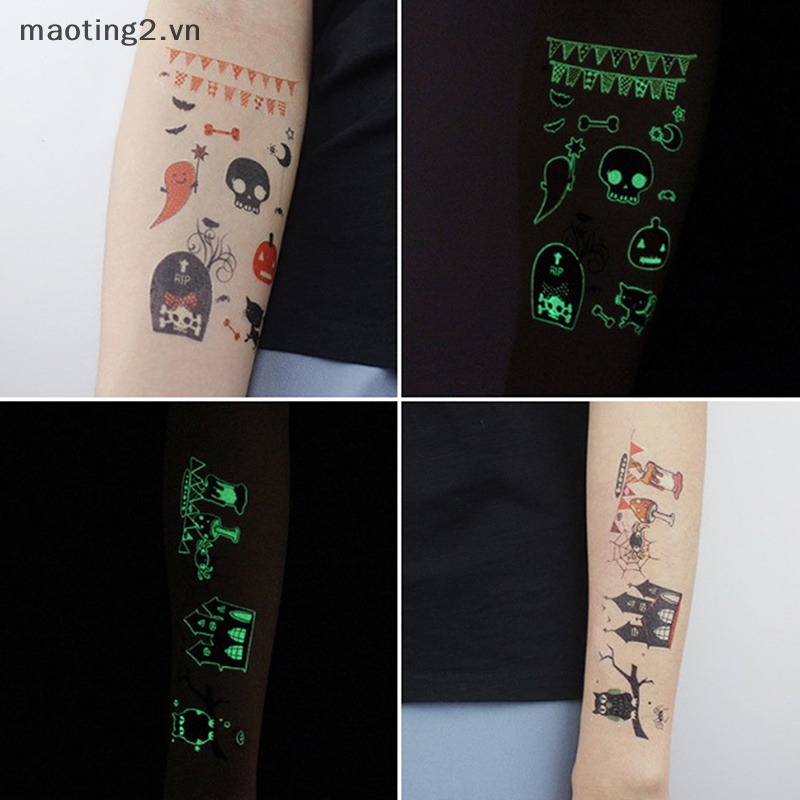 Hình Xăm Dán Tạm Thời Phát Quang Phong Cách halloween Độc Đáo