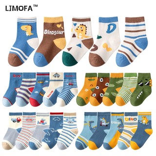 LJMOFA Vớ cotton Co Giãn Thoáng Khí In Họa Tiết Khủng Long Hoạt Hình Dễ Thương Cho Bé Trai