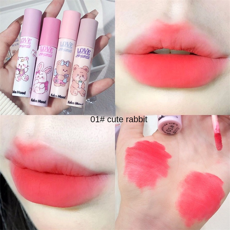 Kemood Son Môi Màu Lì Lâu Trôi Chống Thấm Nước Thiết Kế Vỏ In Hình Mèo Dễ Thương pseudo