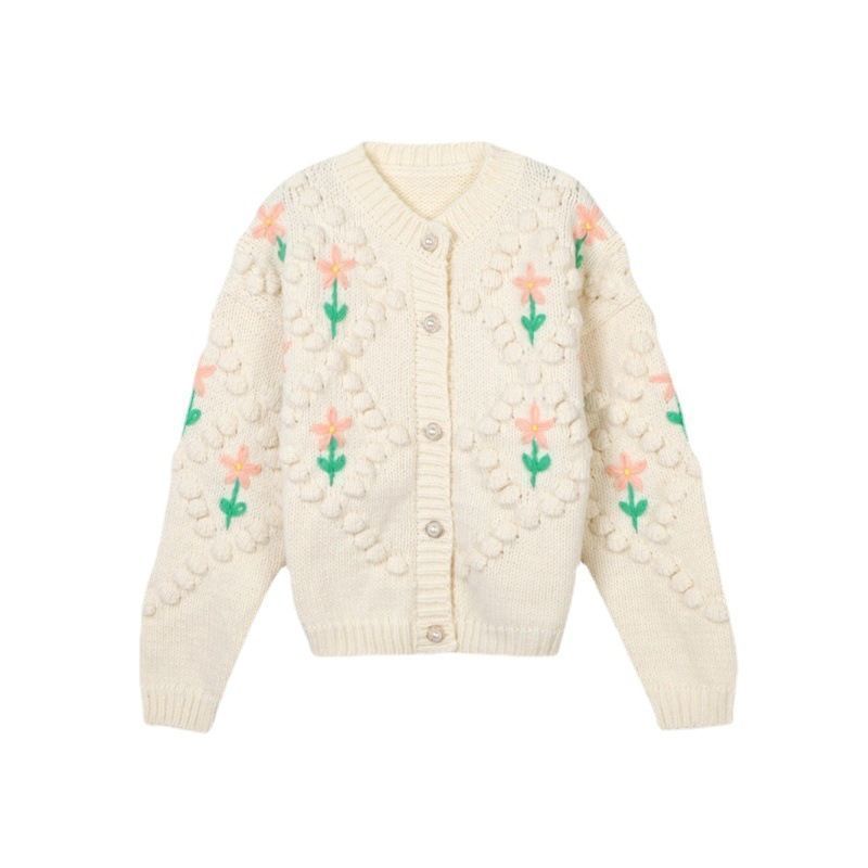 Women's sweater Spring and Autumn 2023 new retro heavy industry crochet design sense niche pink sweater coat for women