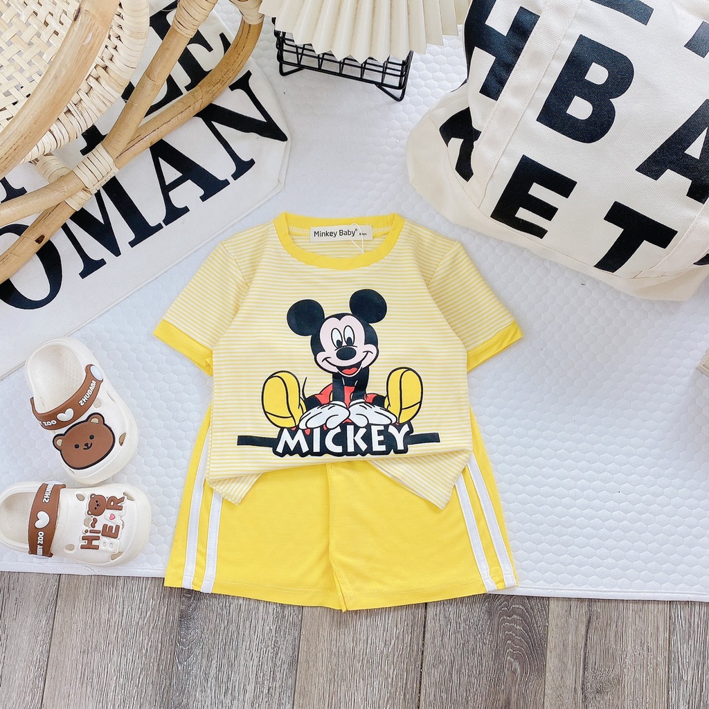 Đồ bộ thun lạnh cho bé trai bé gái , vải mềm mát thoáng khí, in hình dễ thương cho bé mặc nhà, bé mặc đi học.