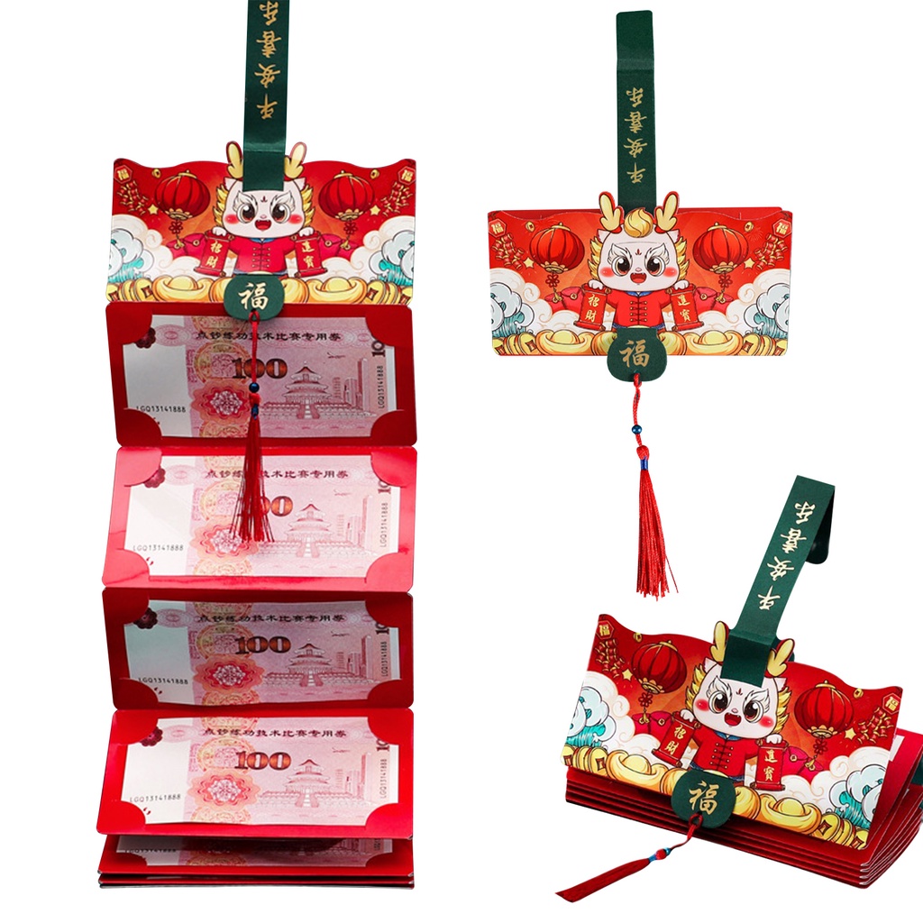 Bao Lì Xì Năm Mới 2024 Nhiều Lớp Màu Đỏ In Họa Tiết Rồng Sáng Tạo