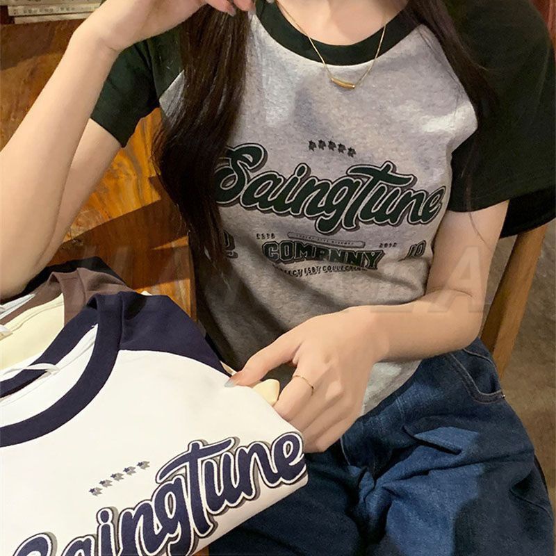 Áo Baby tee y2k  Áo sơ mi croptop Áo Thun Tay Ngắn In Họa Tiết Thời Trang Mùa Hè Cho Nữ