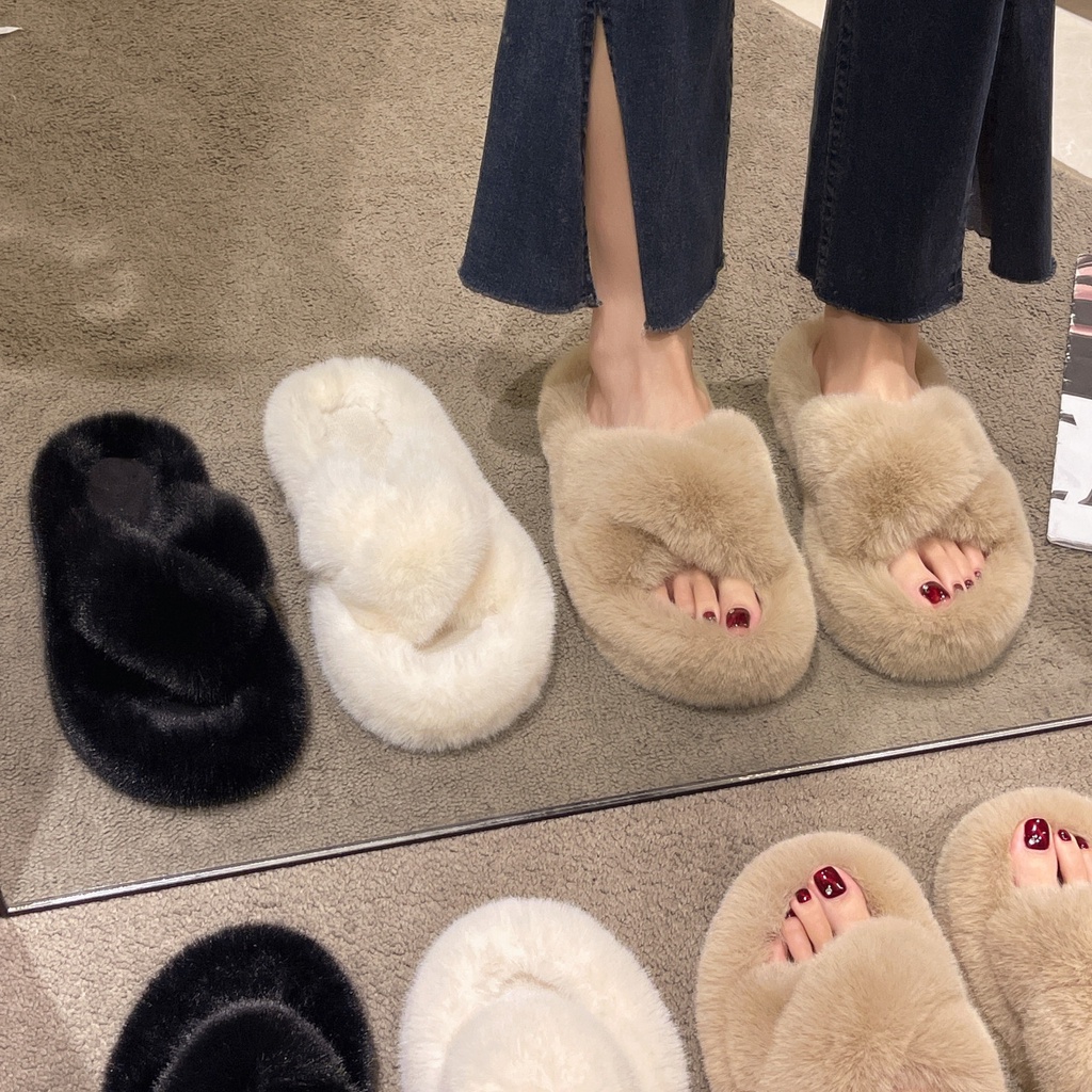 Dép Bông Đi Trong Nhà Đế Dày 4cm Mềm Mại Thời Trang Thu Đông